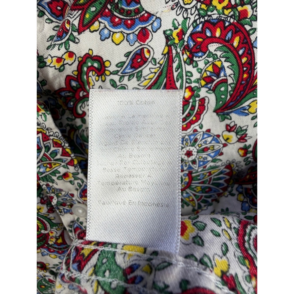 Talbots Button Down Shirt Womens XL Multi Color Paisley Cotton Long Sleeve Top - Picture 4 of 7